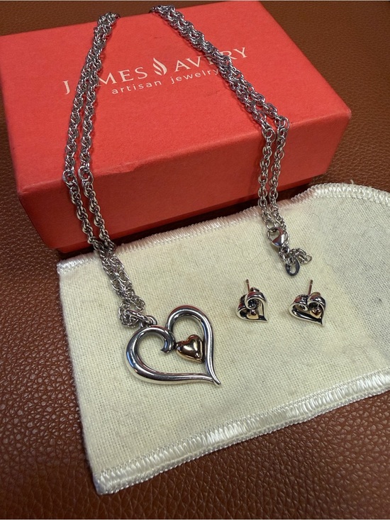 James Avery Jewelry - James Avery Joy of My Heart Silver and 14k Gold Necklace and Earring Set